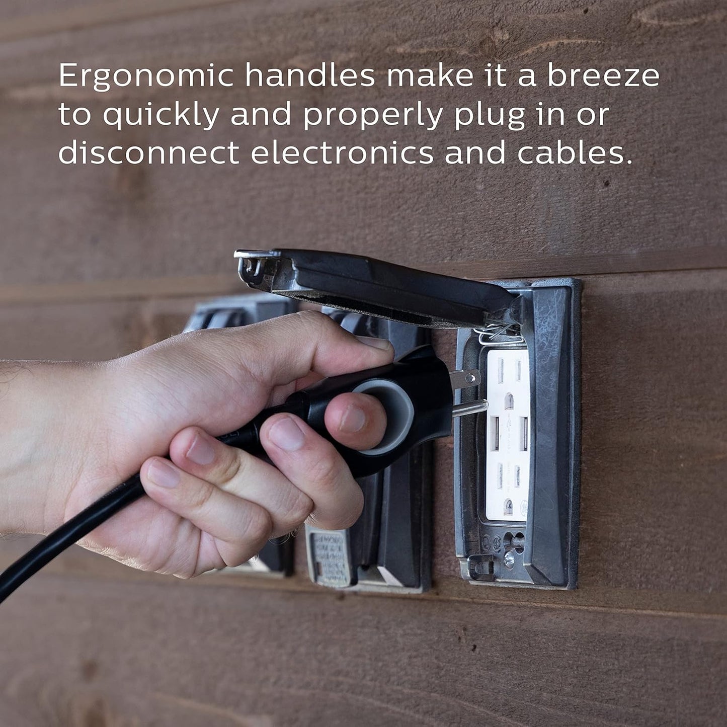 Philips 8 Ft Heavy Duty Outdoor Extension Cord with Multiple Outlets, Grounded 3 Prong, Short Indoor Extension Cord, 16 AWG - Black