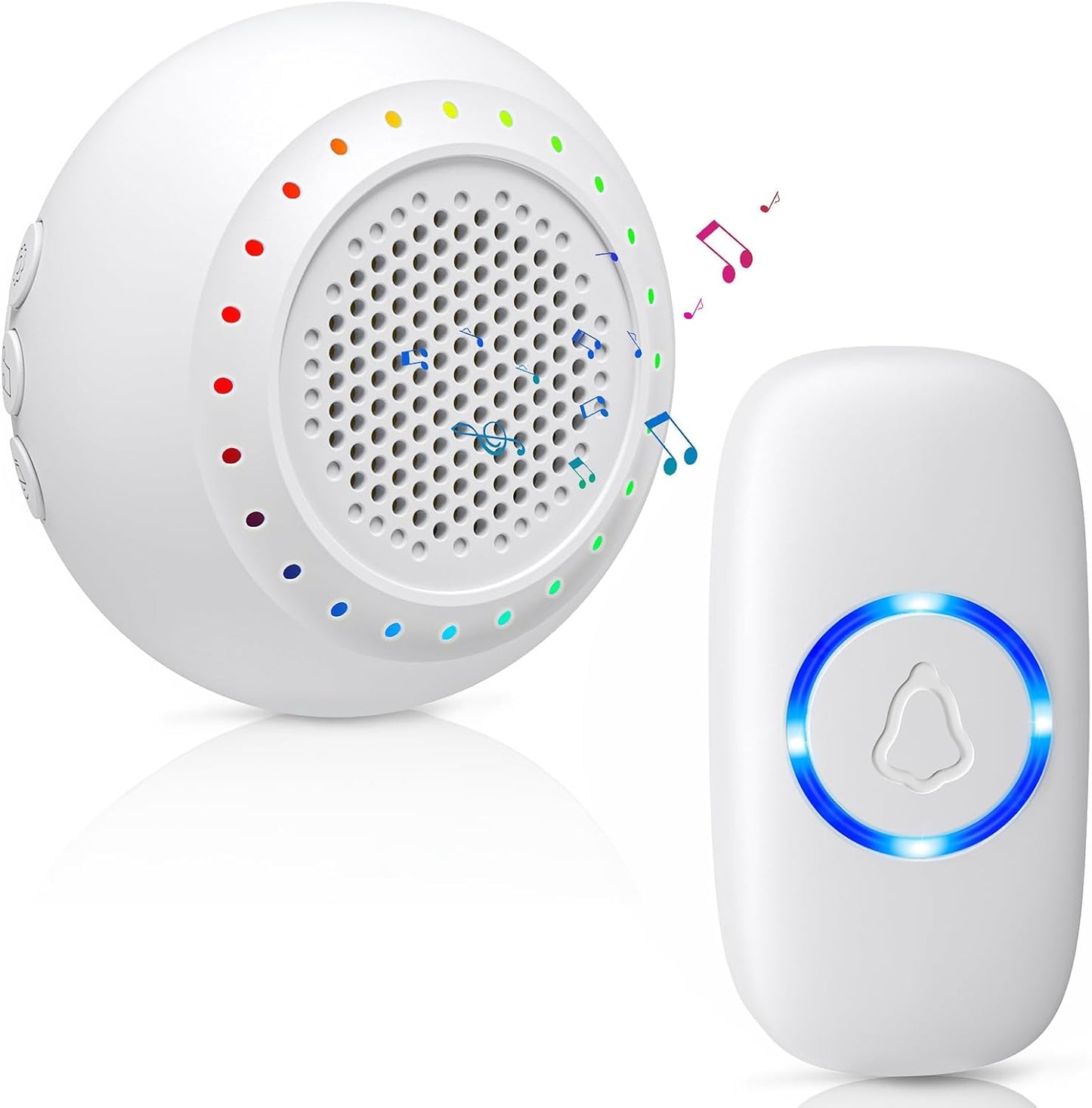 PHYSEN Wireless Doorbell Kit with 1 Transmitter 1 Receiver, 1000ft Range, 32 Ringtones, Waterproof, LED Flash, 5 Volume Levels - Door Bell for Home & Classroom