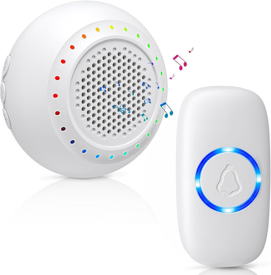 PHYSEN Wireless Doorbell Kit with 1 Transmitter 1 Receiver, 1000ft Range, 32 Ringtones, Waterproof, LED Flash, 5 Volume Levels - Door Bell for Home & Classroom