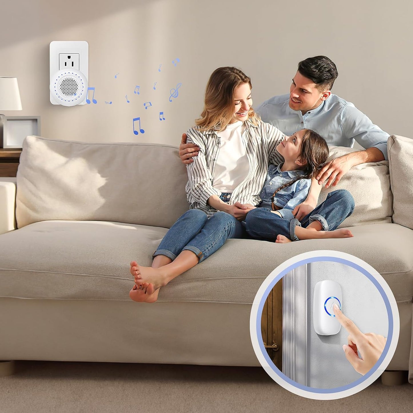 PHYSEN Wireless Doorbell Kit with 1 Transmitter 1 Receiver, 1000ft Range, 32 Ringtones, Waterproof, LED Flash, 5 Volume Levels - Door Bell for Home & Classroom