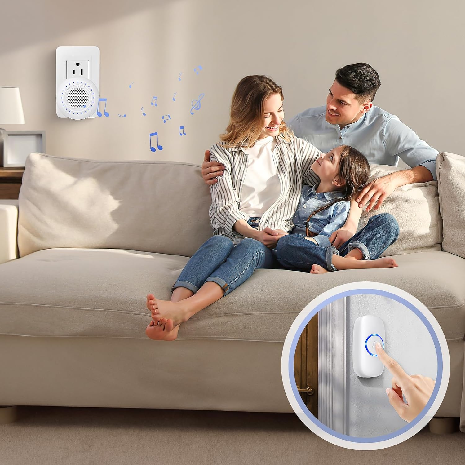 PHYSEN Wireless Doorbell Kit with 1 Transmitter 1 Receiver, 1000ft Range, 32 Ringtones, Waterproof, LED Flash, 5 Volume Levels - Door Bell for Home & Classroom