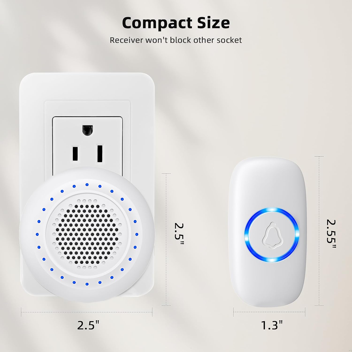 PHYSEN Wireless Doorbell Kit with 1 Transmitter 1 Receiver, 1000ft Range, 32 Ringtones, Waterproof, LED Flash, 5 Volume Levels - Door Bell for Home & Classroom