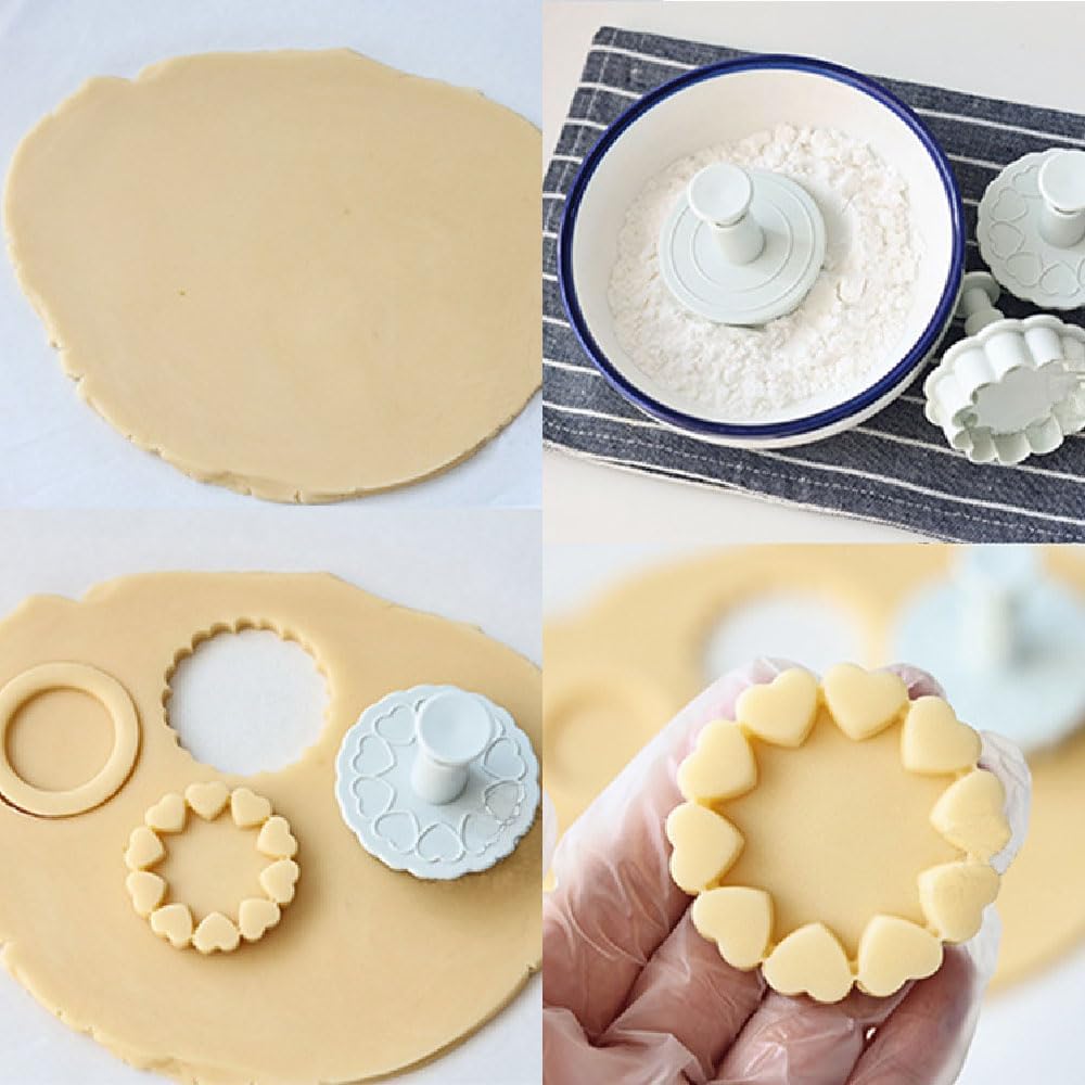 Plastic 3D Flower Cookie Cutter Set for Baking Sandwich Cookies and Fondant Molds