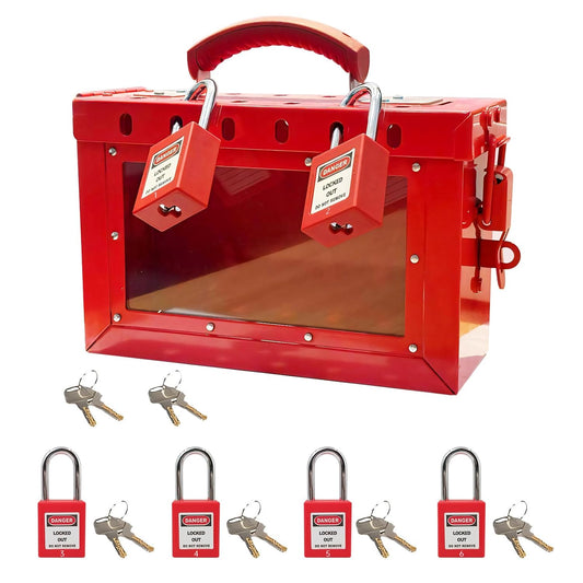 Portable Lockout Tagout Box Kit with 6 Loto Locks for OSHA Compliant Safety Procedures