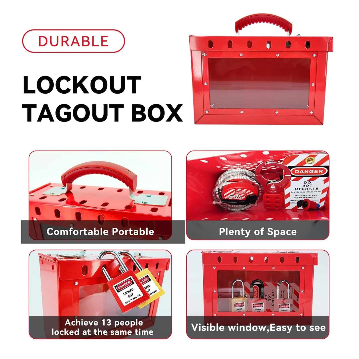Portable Lockout Tagout Box Kit with 6 Loto Locks for OSHA Compliant Safety Procedures