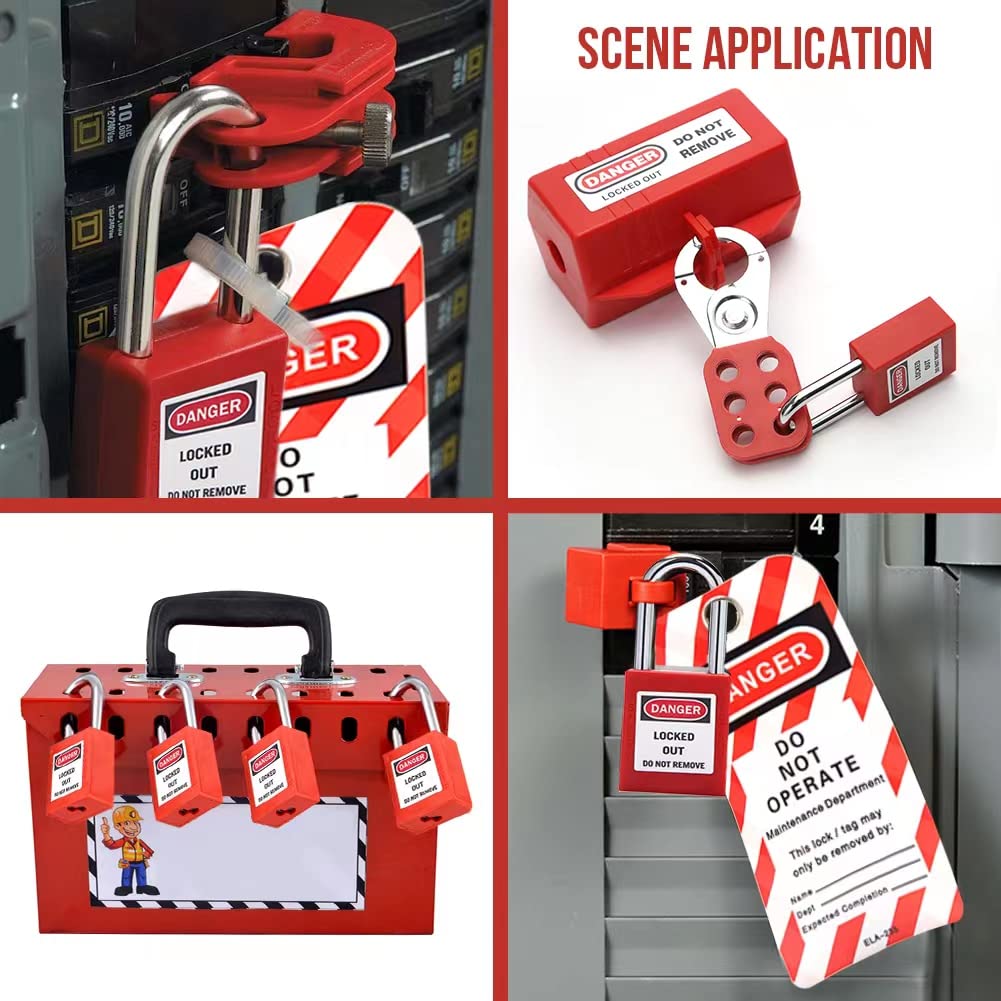Portable Loto Box Kit with 4 Safety Padlocks for Lockout Tagout Station