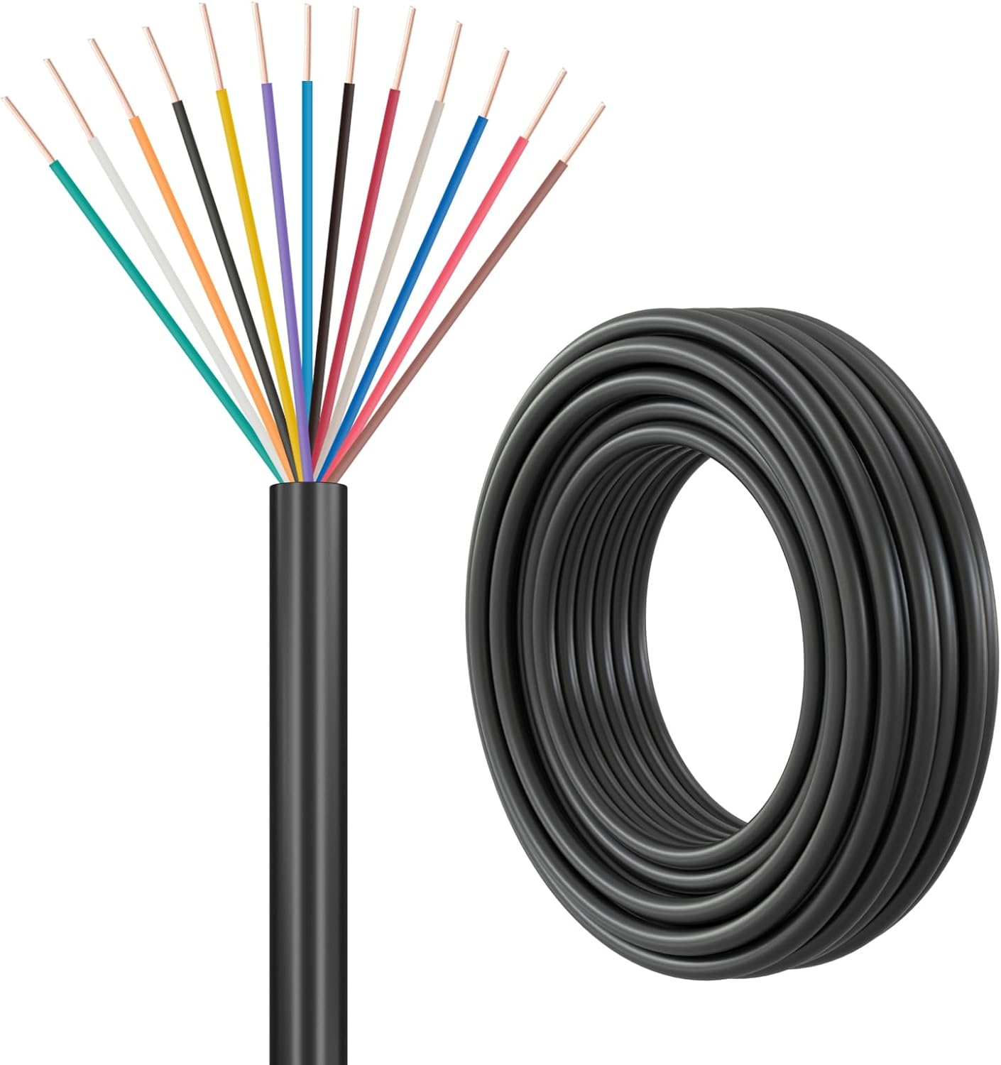 Premium 18/13 Gauge Solid Sprinkler Wire - 30 Feet Length - Ideal for 12 Valve Systems