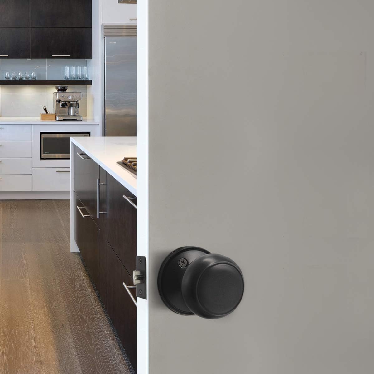 Probrico 1 Pack Black Passage Door Knob Set - Keyless Interior/Exterior Lockset for Hallway/Closet - Modern Design