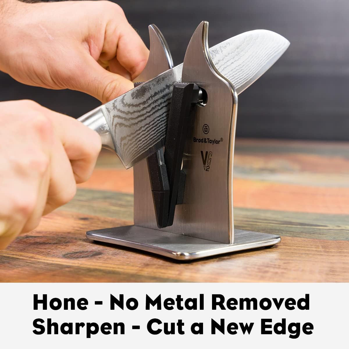 Professional Knife Sharpener with 3-Action Tungsten Carbide for Stainless Steel Blades by Brod & Taylor VG2