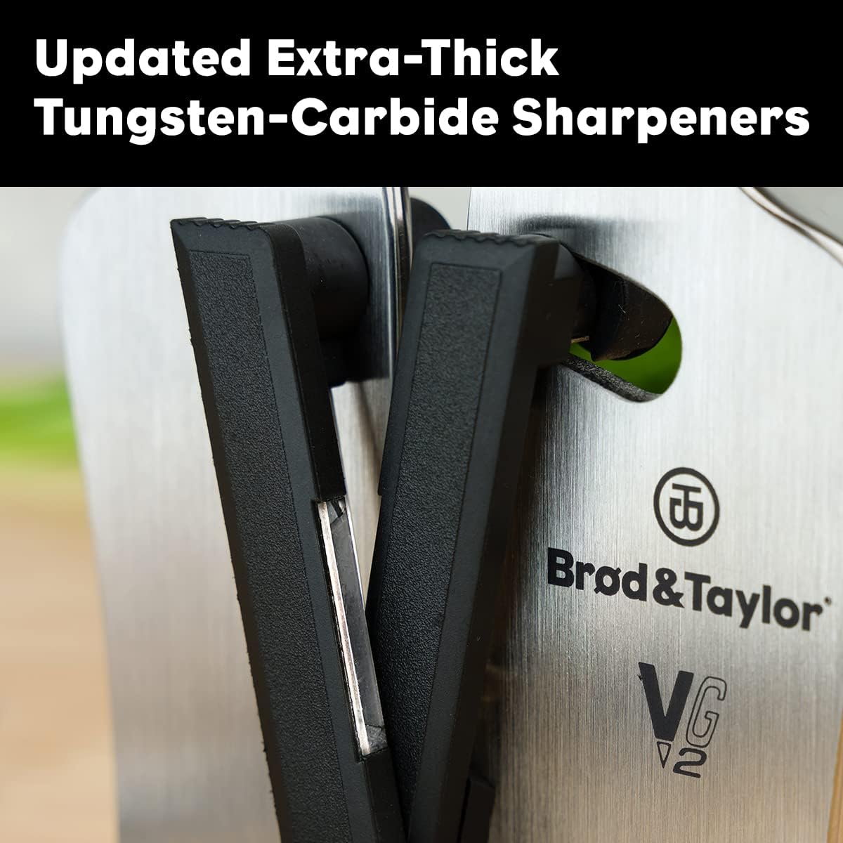Professional Knife Sharpener with 3-Action Tungsten Carbide for Stainless Steel Blades by Brod & Taylor VG2