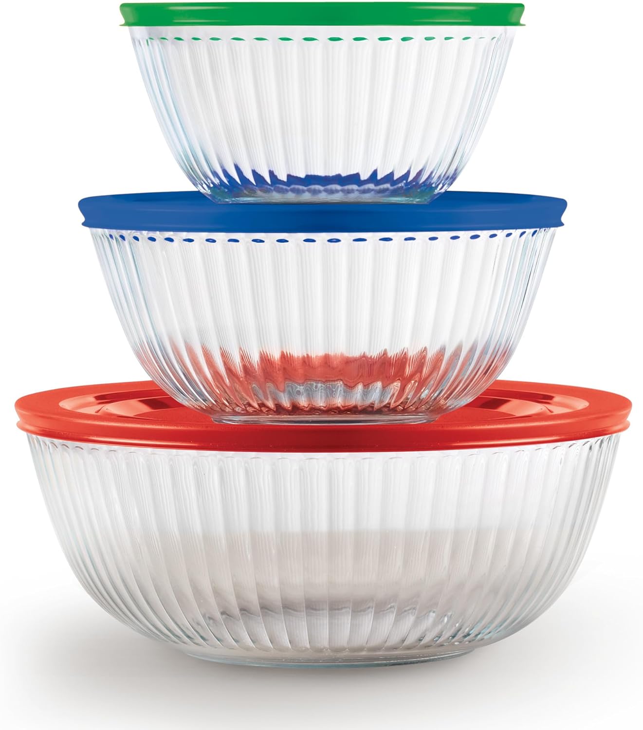 Pyrex 3-Pack Glass Mixing Bowls Set with Lids - BPA-Free, Prepping & Baking Food Storage - Dishwasher, Microwave, Freezer Safe