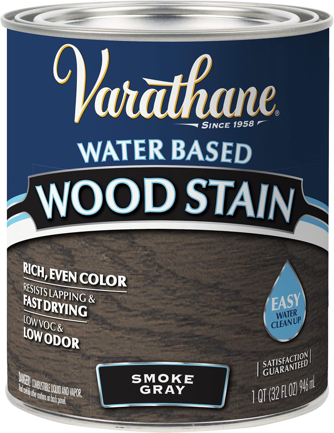 Quart Varathane 381121 Smoke Gray Water-Based Wood Stain