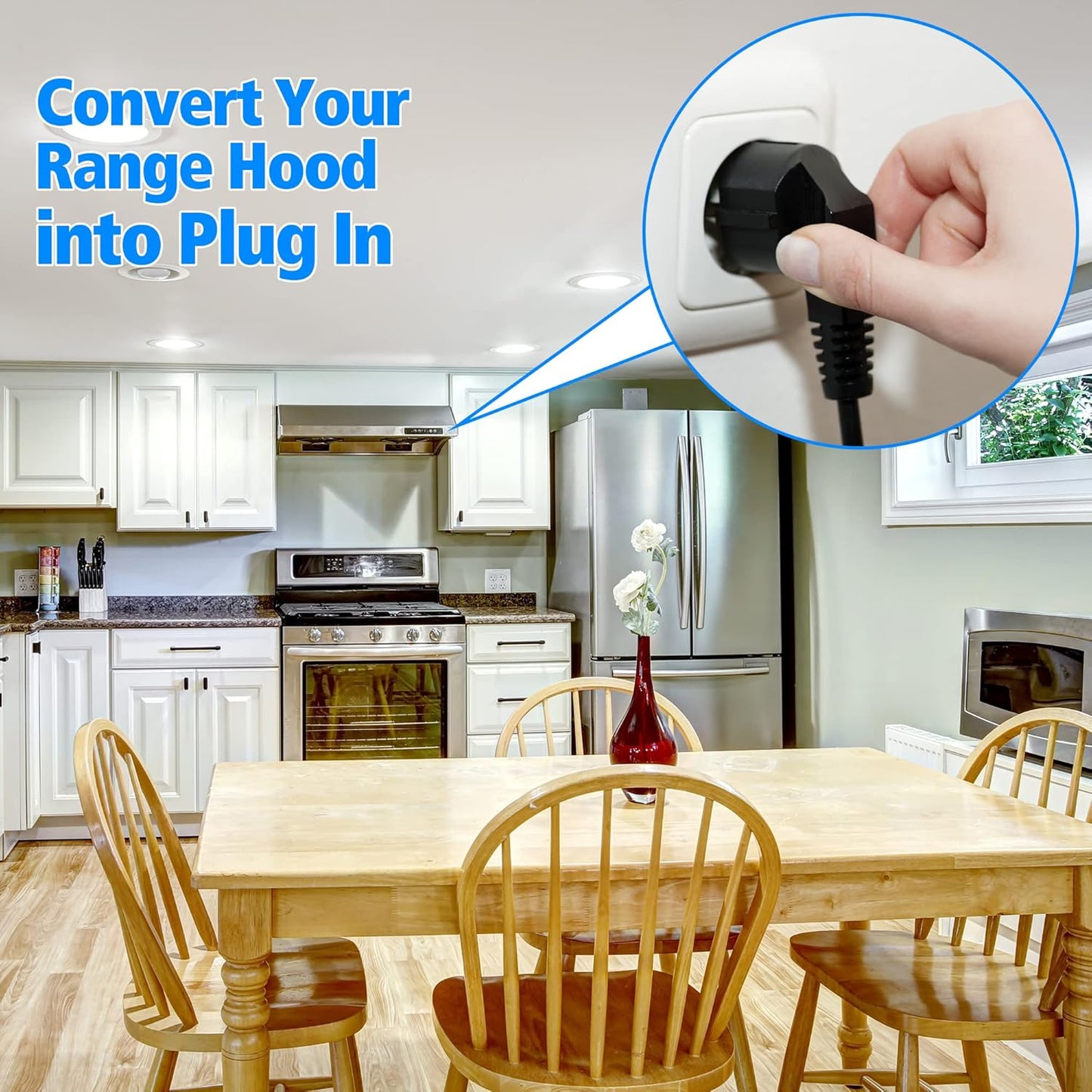 Range Hood Power Cord Kit for Plug-in Conversion - Dreyoo HCK44 Replacement, Compatible with Broan, Nutone - Easy Hardwire to Plug-in Transformation