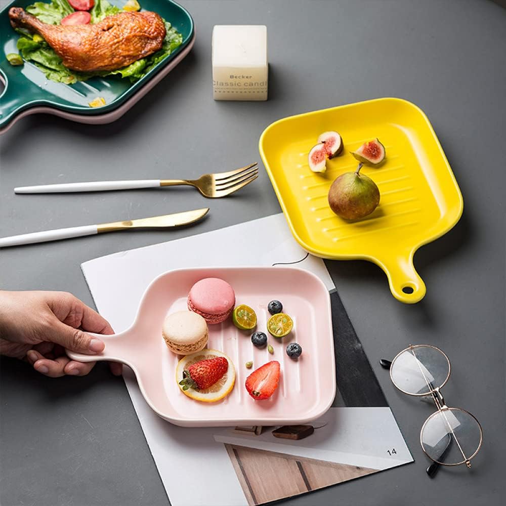 Rectangular Ceramic Baking Dish with Handle - Oven Safe Creative Salad Plate Fruit Plate - Black