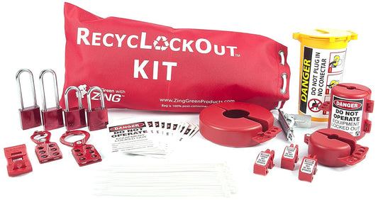RecycLockout Lockout Bag Kit with Aluminum Padlocks - 35 Components by Zing Green Products