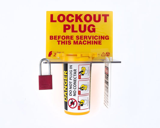 RecycLockout Lockout Tagout Station with Plug Lockout and Aluminum Padlock - ZING 2730