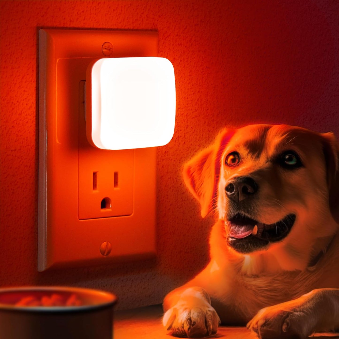 Red Night Lights Plug into Wall with Light Sensor, 2 Pack LED Nightlights for Kids, Bathroom, Bedroom, Kitchen - Dusk to Dawn, 0.3W Square Plug in Night Light