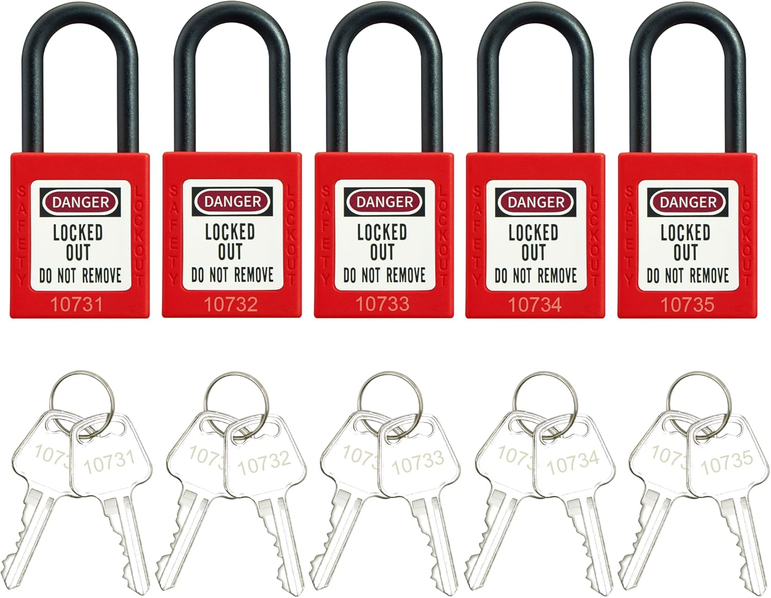 Red Safety Lockout Padlock Set - OSHA Compliant Loto Locks with 2 Keys per Lock - WildKart