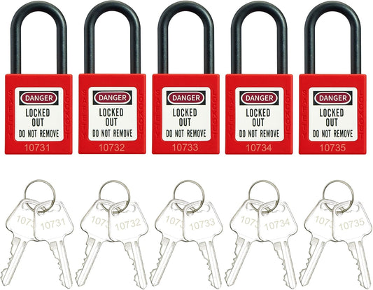 Red Safety Lockout Padlock Set - OSHA Compliant Loto Locks with 2 Keys per Lock - WildKart