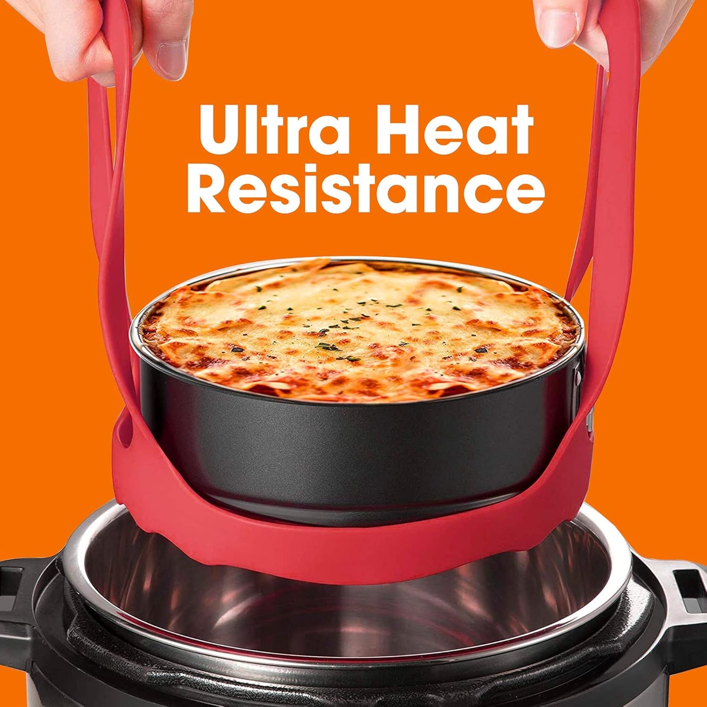 Red Silicone Cooking Pot Lifter and Bakeware Sling for 3-Quart Pressure Cookers by Cheer Collection