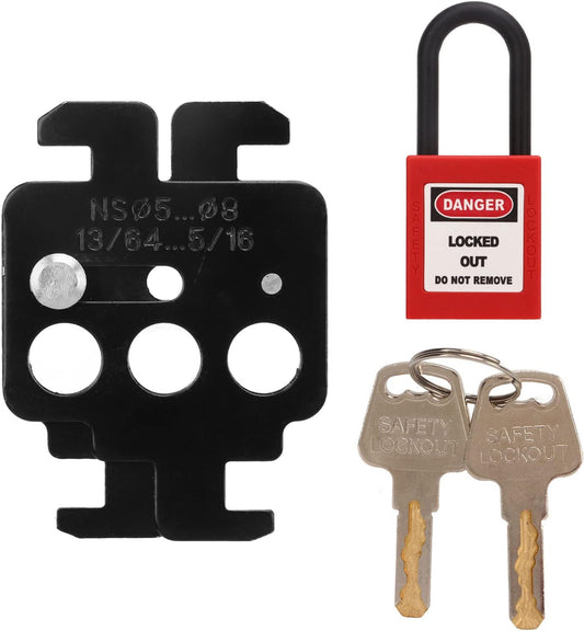Red Steel Circuit Breaker Lockout Tagout Kit with 38mm Shackle Nylon Safety Padlock - Loto Locks for Lock Out Tag Out Stations