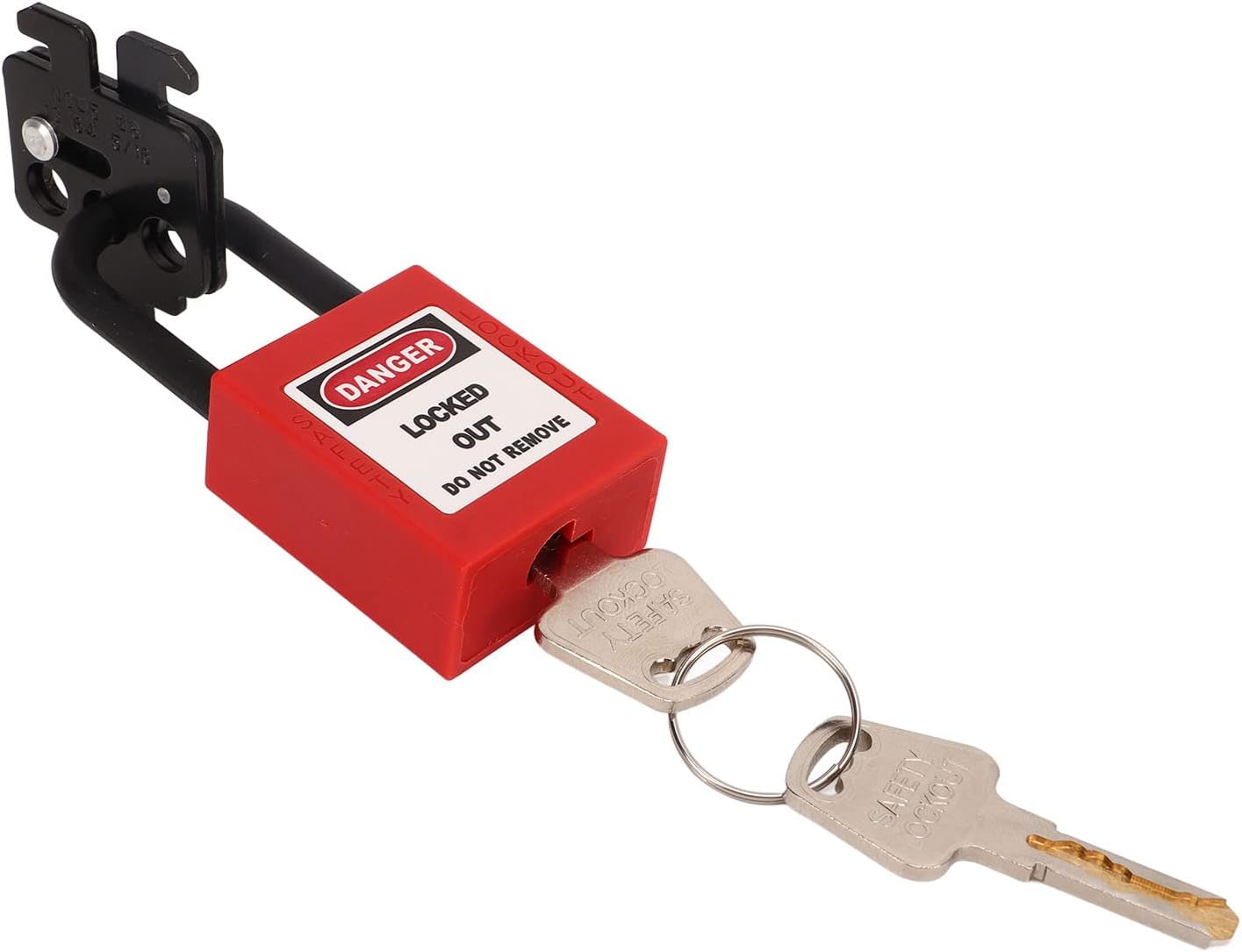 Red Steel Circuit Breaker Lockout Tagout Kit with 38mm Shackle Nylon Safety Padlock - Loto Locks for Lock Out Tag Out Stations