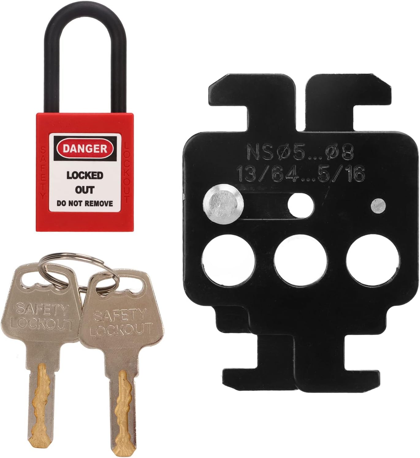 Red Steel Circuit Breaker Lockout Tagout Kit with 38mm Shackle Nylon Safety Padlock - Loto Locks for Lock Out Tag Out Stations