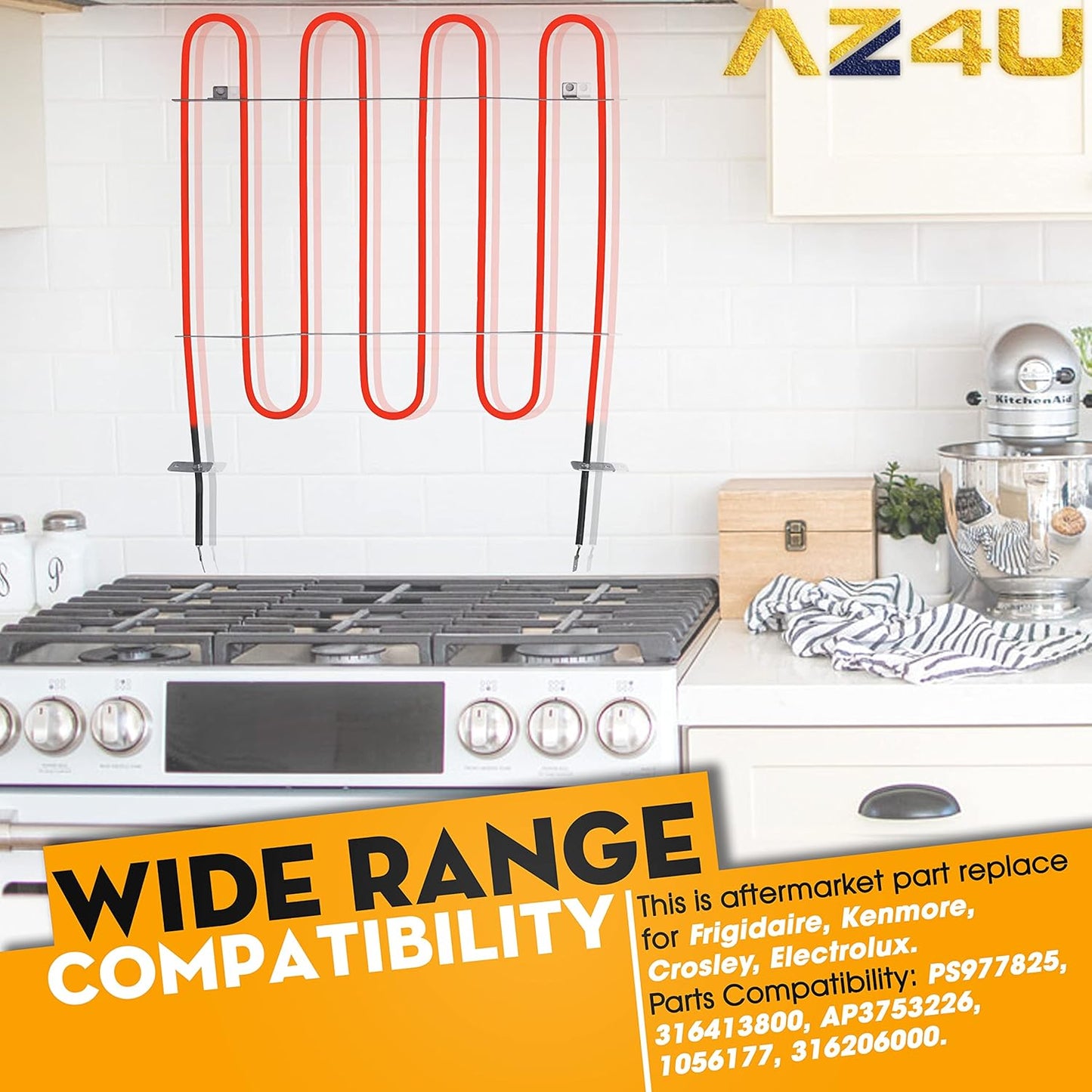 Replacement Bake Heating Element for Frigidaire, Kenmore, Crosley, Electrolux Ovens - AZ4U 316413800