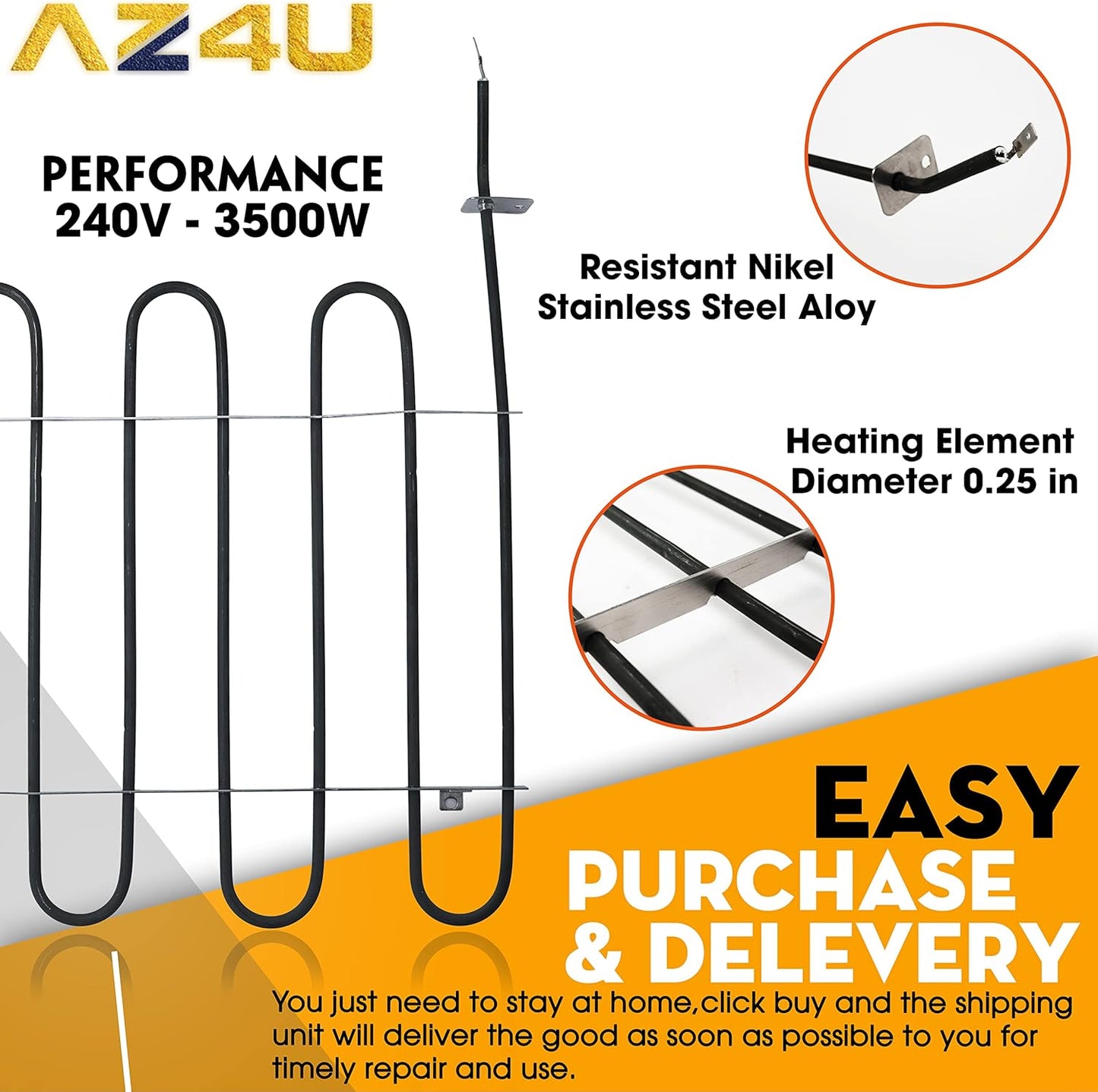 Replacement Bake Heating Element for Frigidaire, Kenmore, Crosley, Electrolux Ovens - AZ4U 316413800
