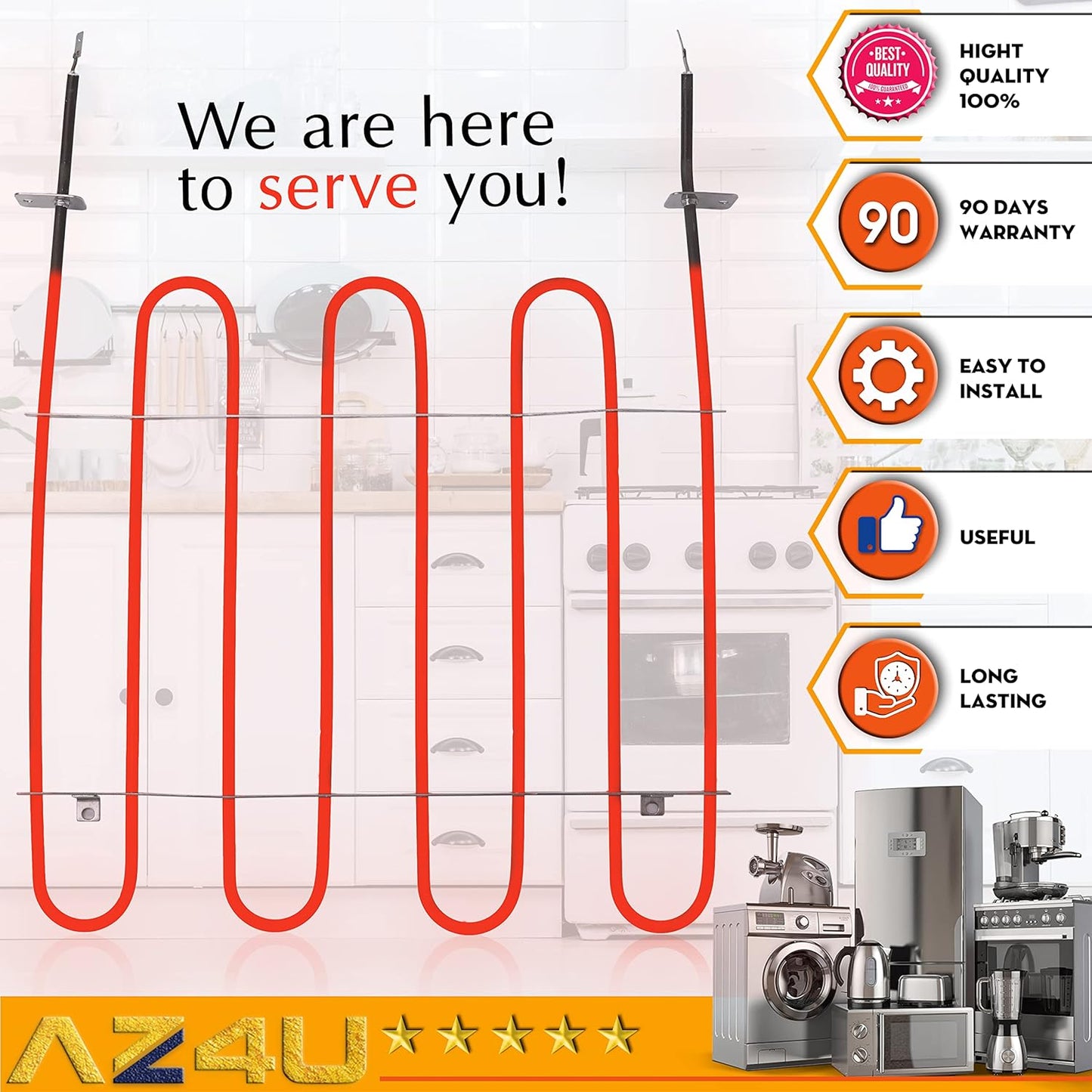 Replacement Bake Heating Element for Frigidaire, Kenmore, Crosley, Electrolux Ovens - AZ4U 316413800