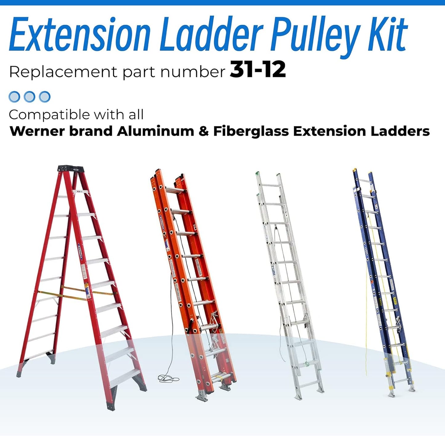 Replacement Pulley Kit for Werner Extension Ladders - Sconva 31-12 Compatible with Aluminum & Fiberglass Models