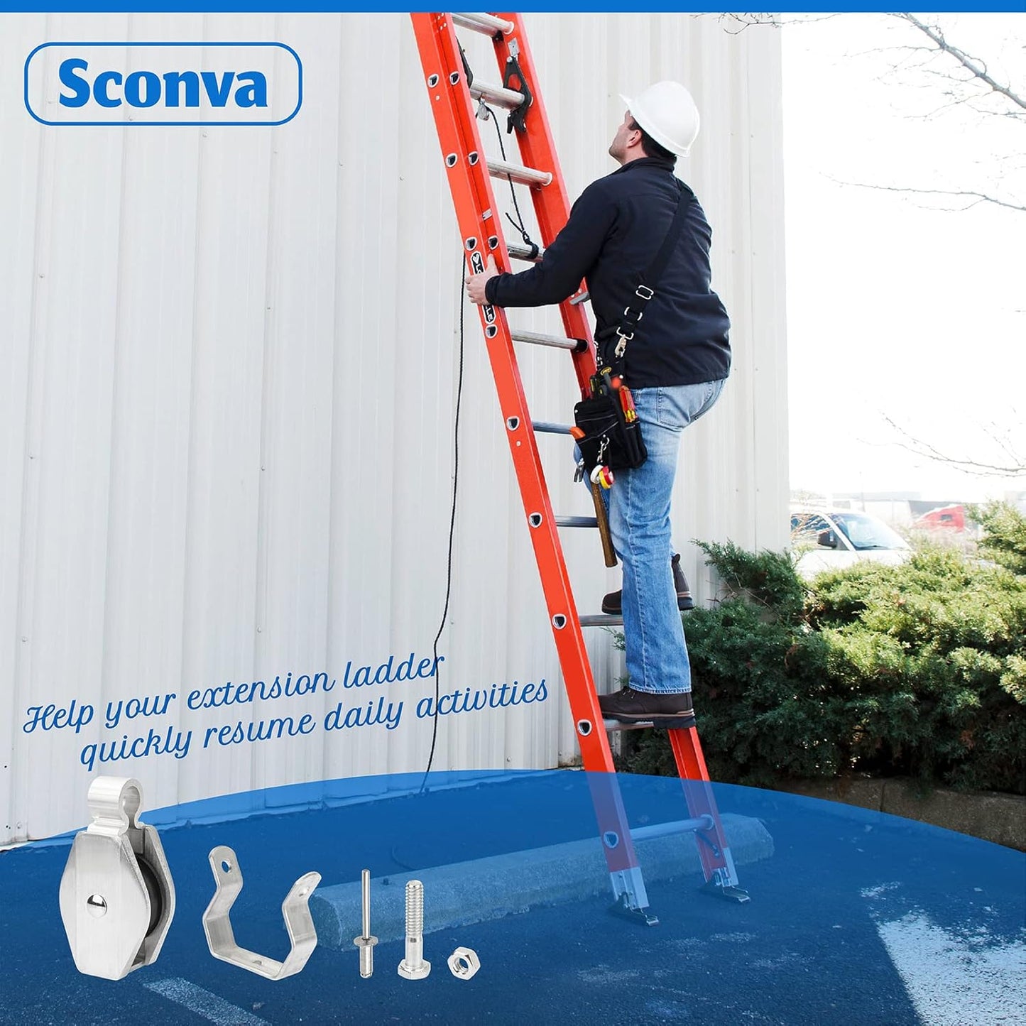 Replacement Pulley Kit for Werner Extension Ladders - Sconva 31-12 Compatible with Aluminum & Fiberglass Models