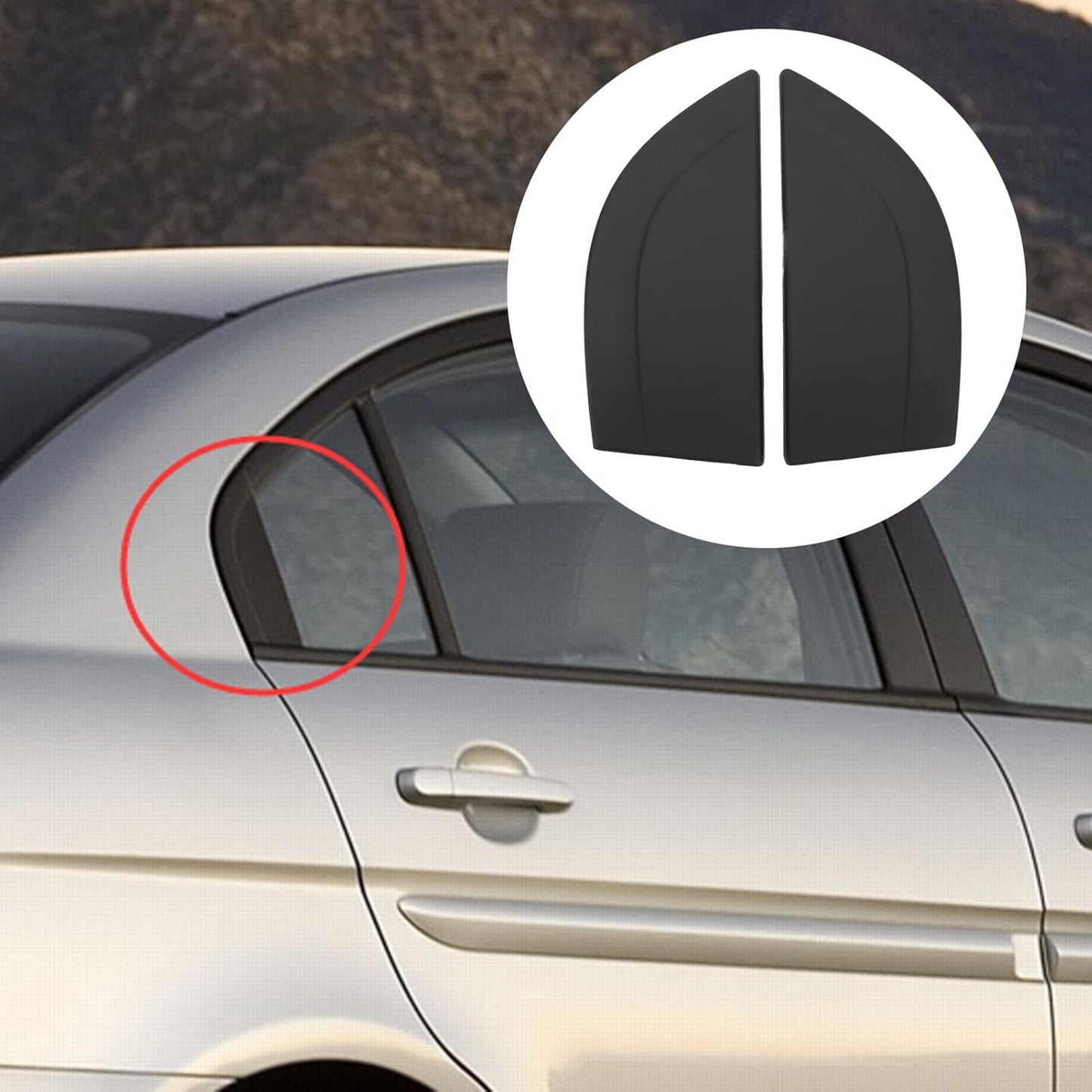 Replacement Rear Door Delta Molding Set for Accent 2006-2010 - Left and Right Pillar Trim Kit