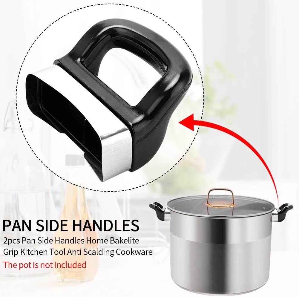 Replacement Side Handles for Metal Pressure Cooker - Set of 2 Short Pot Handles, Steamer Holder, Panhandle Cooker Handgrip - Black, Type A