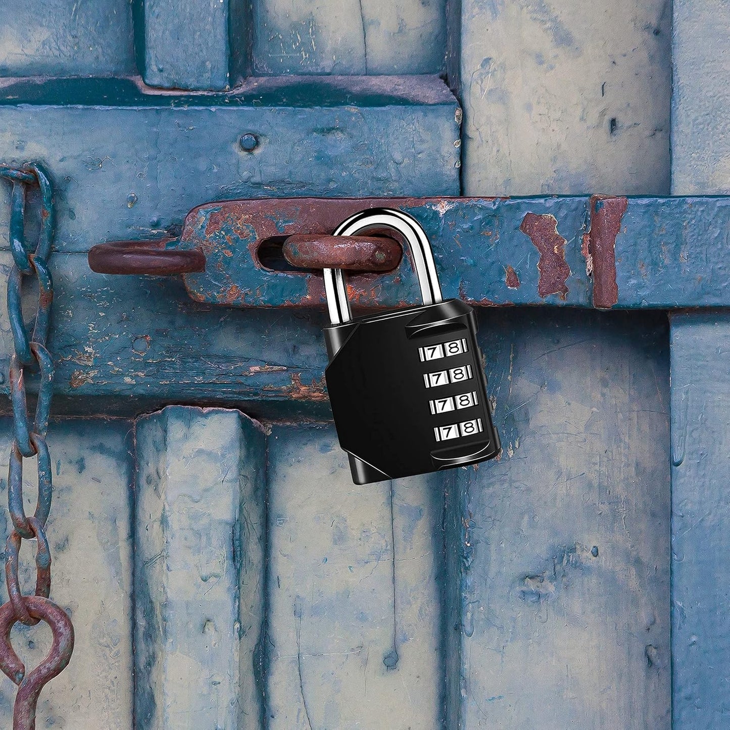 Resettable 4 Digit Combination Lock, TPARIS Waterproof Heavy Duty Padlock for School Gym Locker, Fence Gate, Toolbox - Black