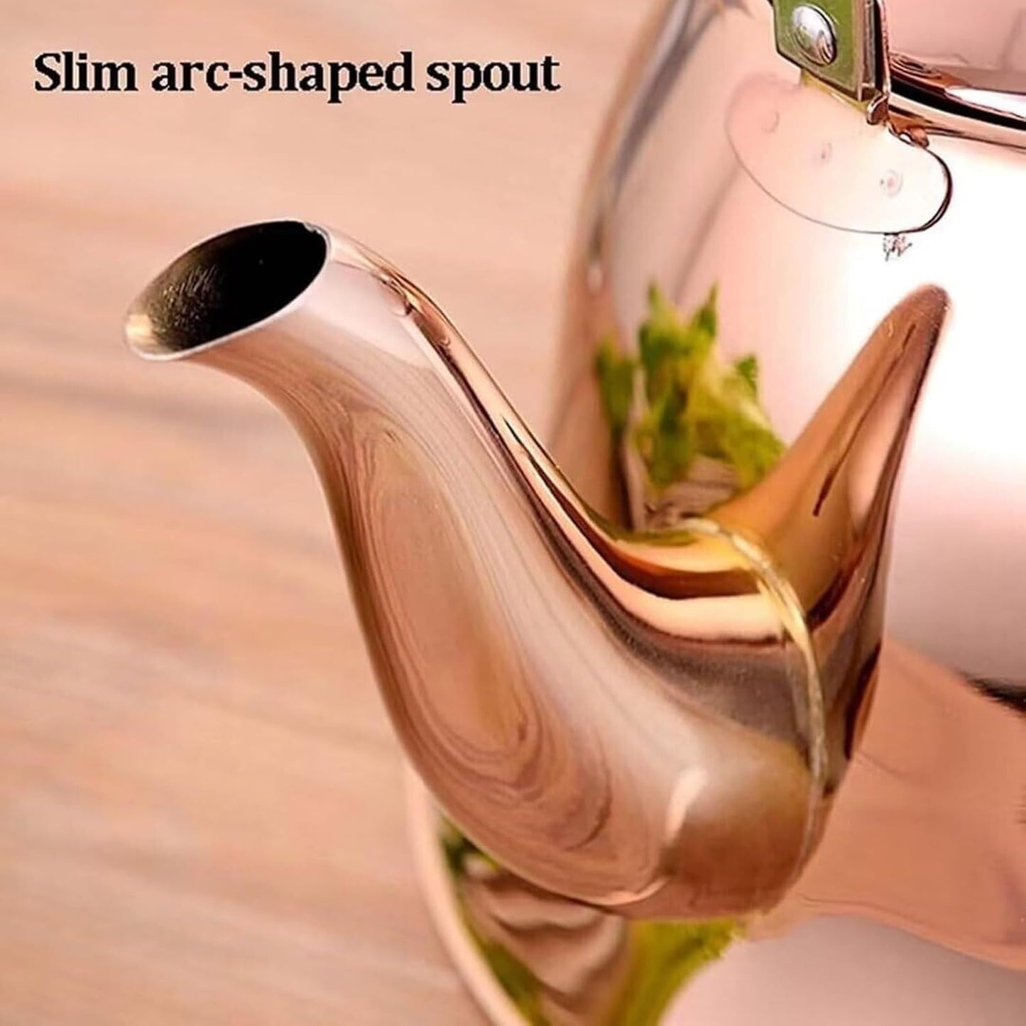 Rose Gold Stainless Steel Whistling Tea Kettle 1.5L for Gas Stove or Induction Hob - Fast Boil, Mirror Polish, Foldable Handle