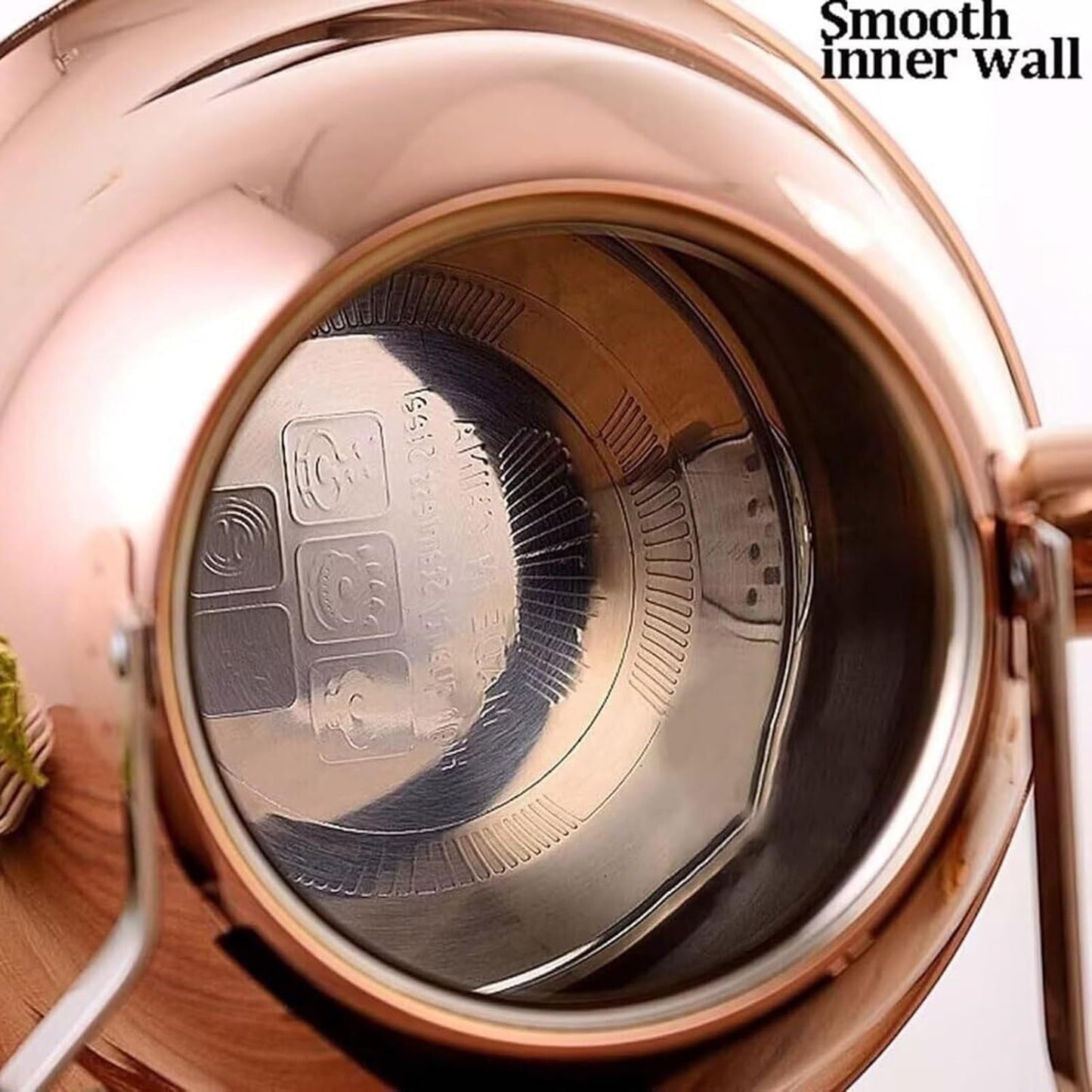 Rose Gold Stainless Steel Whistling Tea Kettle 1.5L for Gas Stove or Induction Hob - Fast Boil, Mirror Polish, Foldable Handle