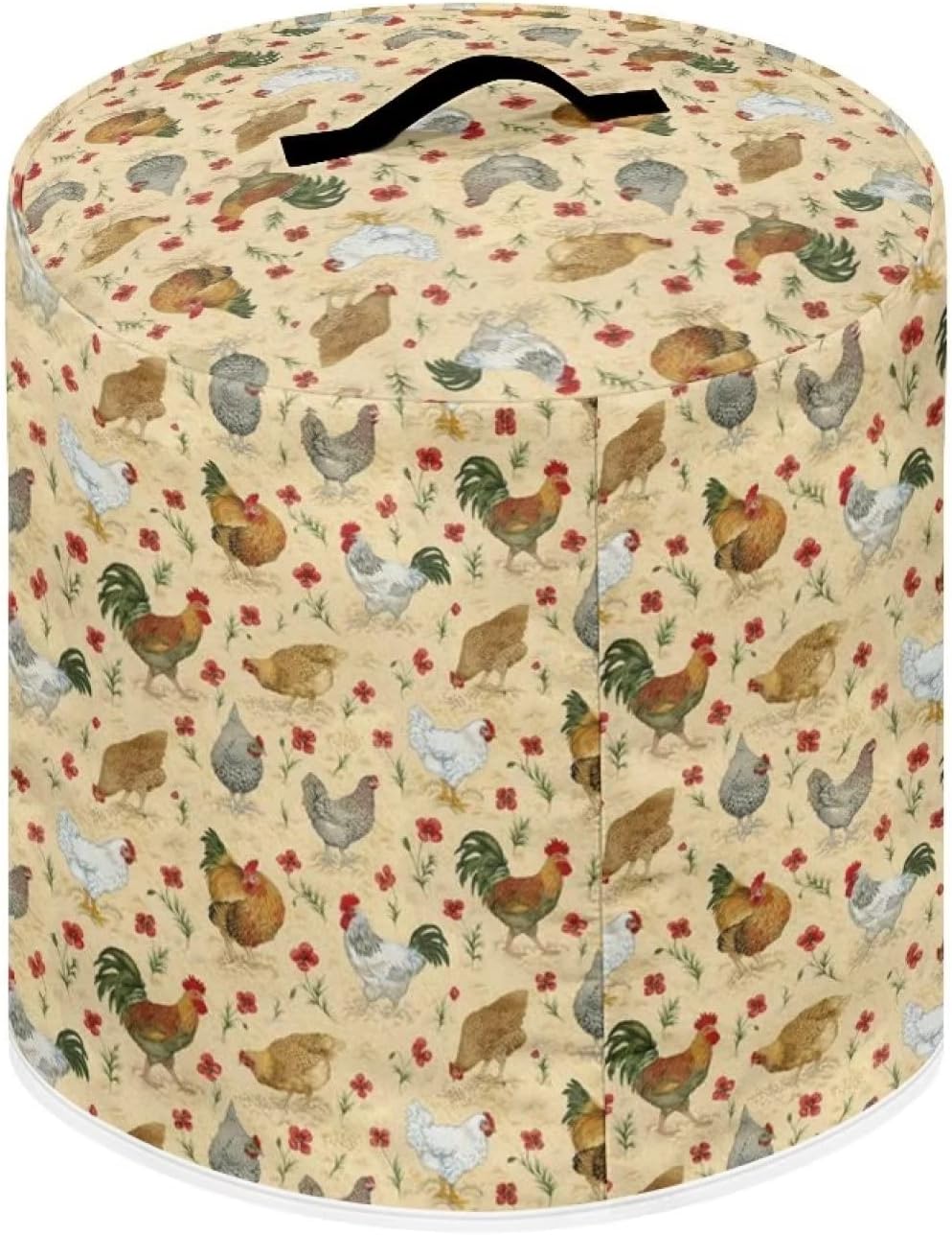 Round Dust Cover with Pocket for 3 Quart Instant Pot, Rice Cooker, and Air Fryer - Stain Resistant Protective Cover for Electric Appliances - Easy to Clean - Chicken Design