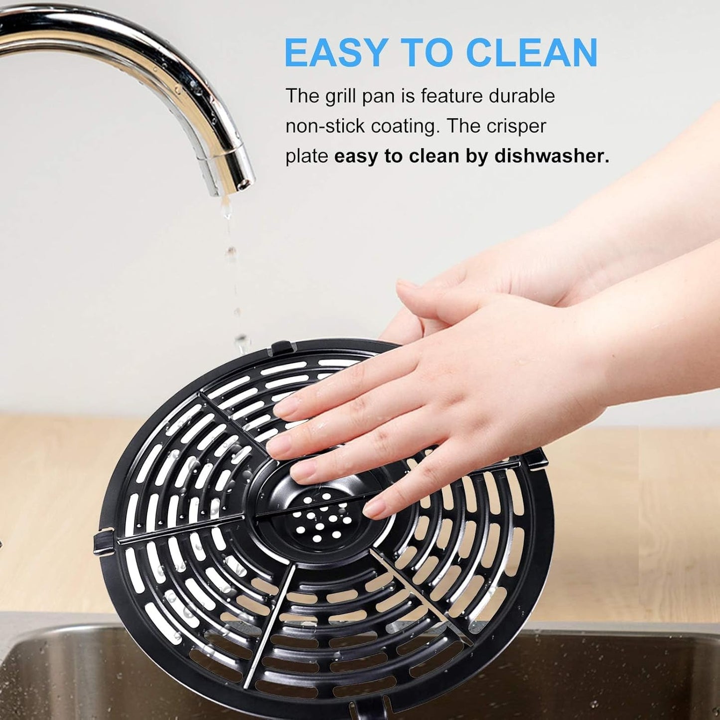 Round Non-Stick Air Fryer Grill Pan Tray for Power XL & Ultrean Gourmia 5QT Air Fryers - Dishwasher Safe Accessories