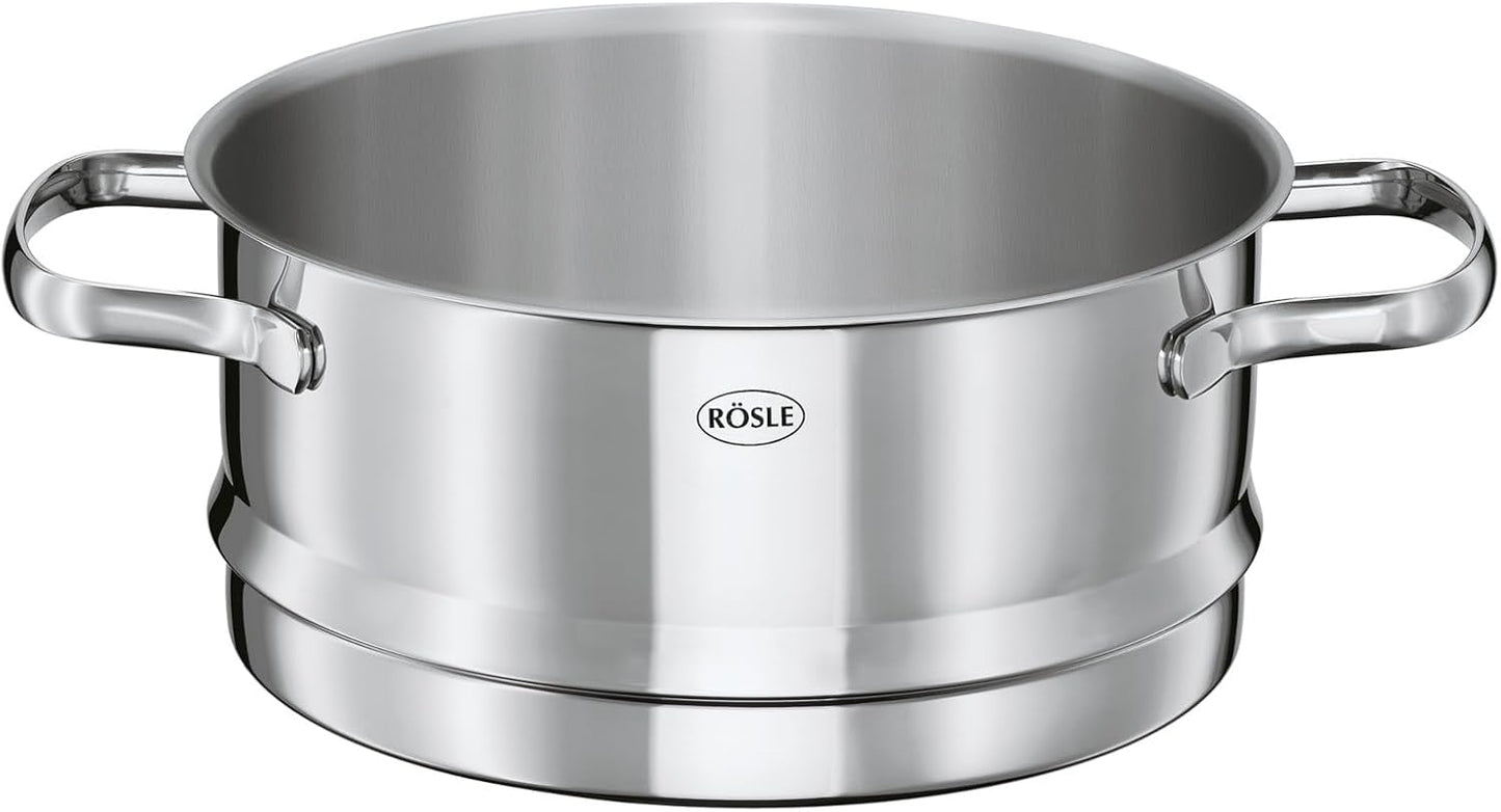 Rösle Elegance Stainless Steel Steamer, 20 cm - High-Quality Cookware for Healthy Cooking