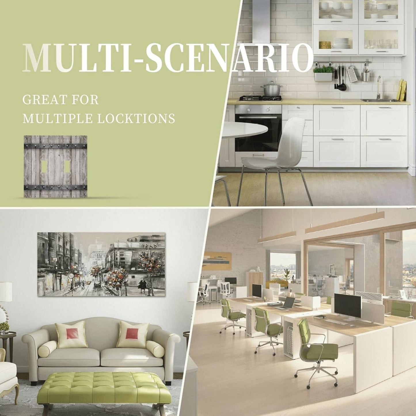 Rustic Grey Wood Barn Door Double Toggle Light Switch Cover - 2 Gang Electrical Switchplate Faceplate for Kitchen, Bedroom, Bathroom Decor