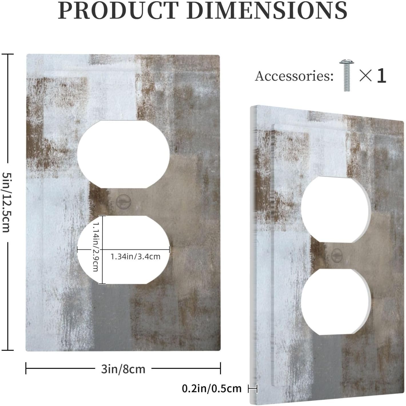 Rustic Modern Art Abstract Oil Painting 1 Gang Electrical Device Wall Plate Cover in Taupe Brown Grey Gray Tan