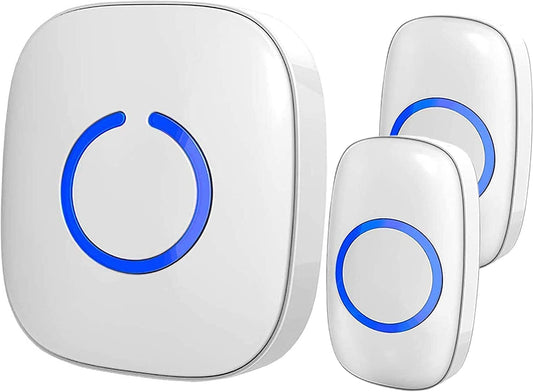 SadoTech Wireless Doorbell Kit with 2 Bell Ringers and Plug-In Chime Receiver - Battery Operated, LED Flash, Easy-to-Use - White