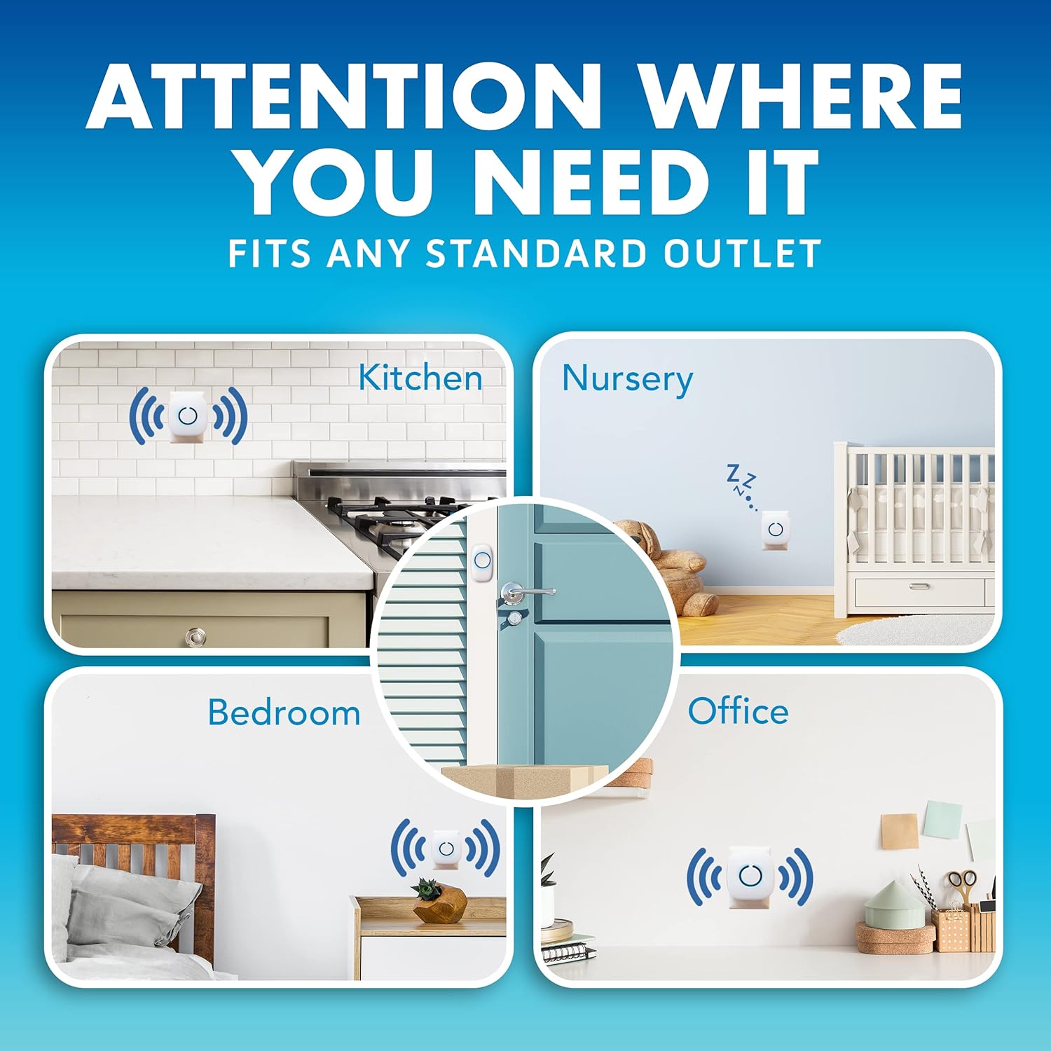 SadoTech Wireless Doorbell Kit with 2 Bell Ringers and Plug-In Chime Receiver - Battery Operated, LED Flash, Easy-to-Use - White