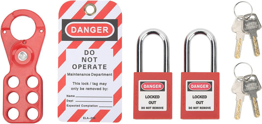 Safety Lockout Tagout Kit with Locks, Hasp Padlock, and Tamper-Proof Keys - Electrical Safety Padlocks Set (1.5in Shackle)