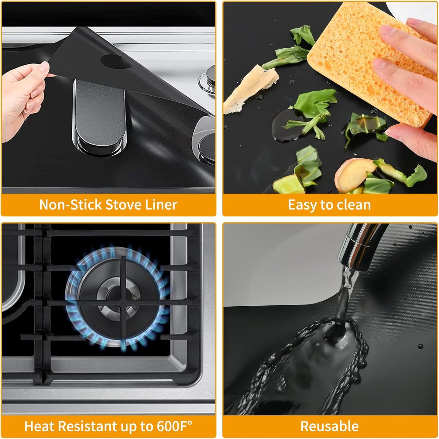 Samsung Gas Range Stove Top Protectors - Non-Stick Oven Liners (0.5mm Thick)