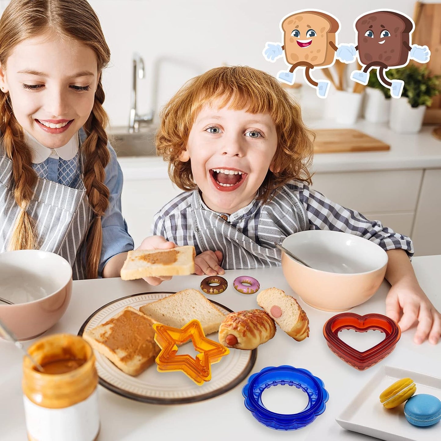 Sandwich Cutter and Sealer Set for Kids Lunchbox - Uncrustables Sandwich Maker with Safety Material - DIY Shapes (Star, Heart, Circle)