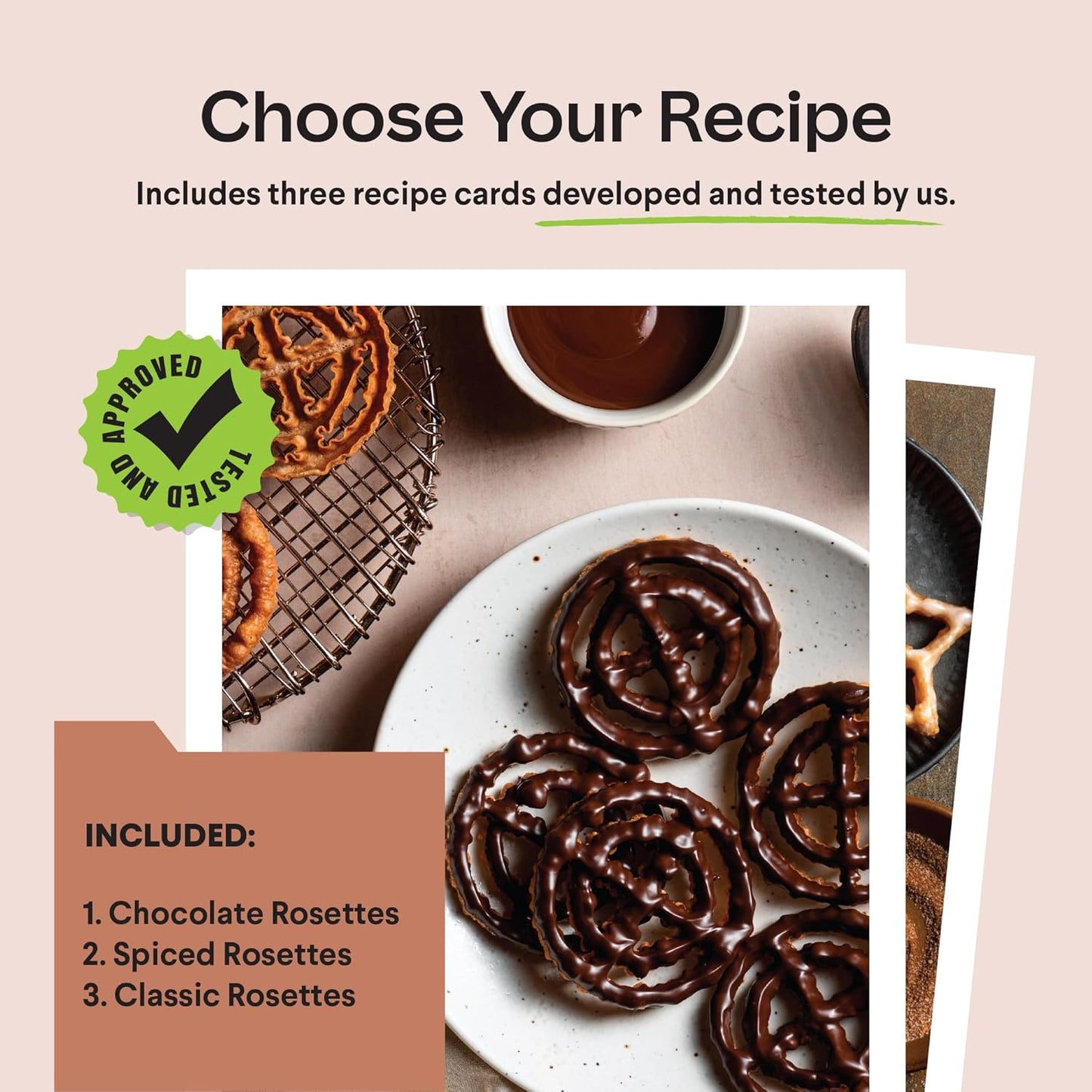 Scandinavian Rosettes Iron Set with Bunuelos Mold - Funnel Cake Kit for Baking Swedish Cookies - Perfect Gift for Mom or Chef