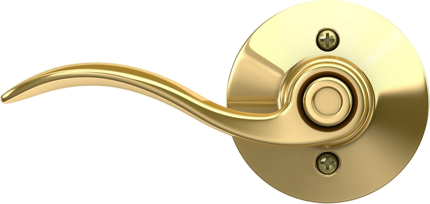 Schlage F40 V ACC 605 Bright Brass Accent Door Lever for Bed & Bath Privacy Lock
