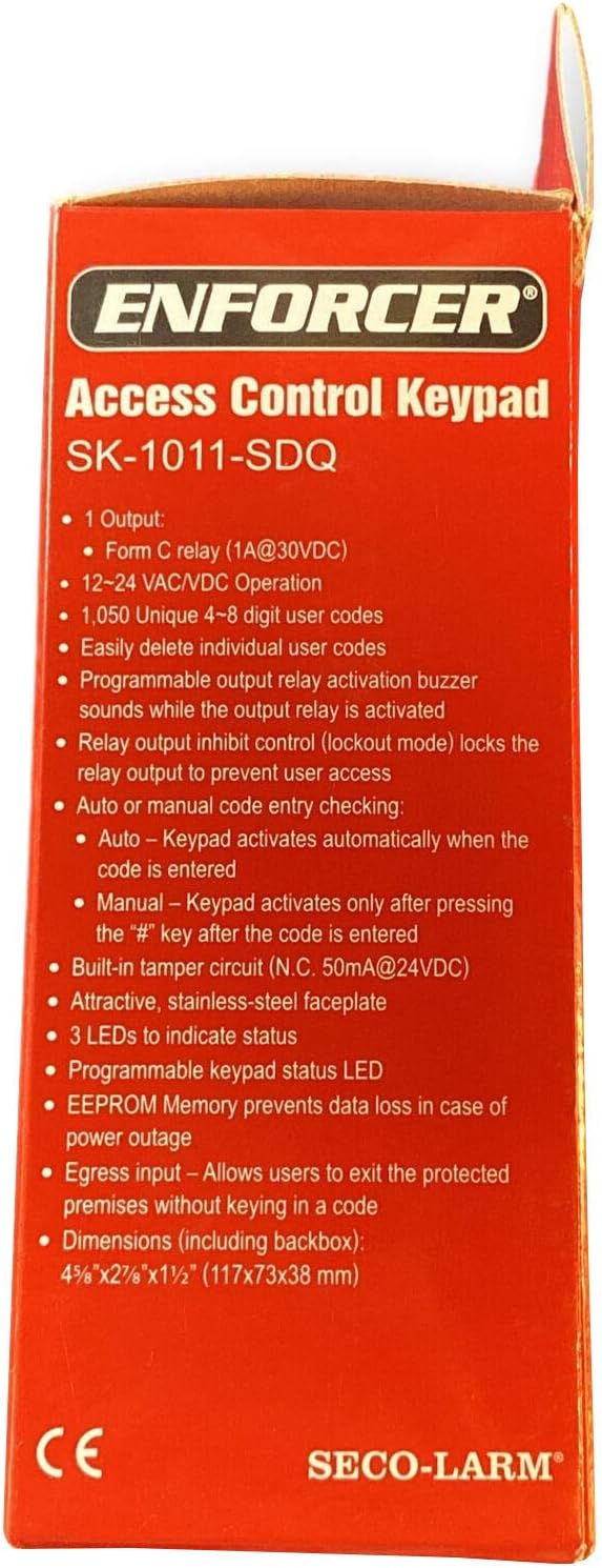 Seco-Larm SK-1011-SDQ ENFORCER Access Control Keypad with 1,000 User Code Capacity and Long Activation Time